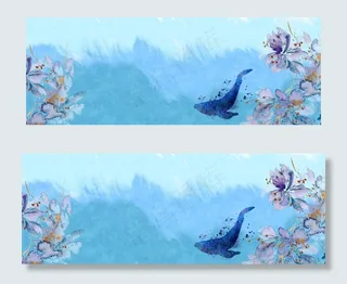 手绘水彩旅游banner