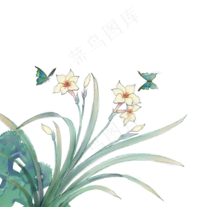 手绘水彩小清新水仙花,免抠元素