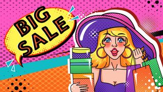 波普风促销的金发女郎