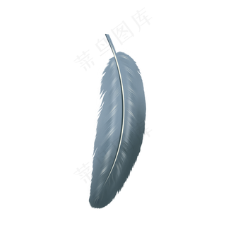灰色手绘文艺羽毛,免抠元素
