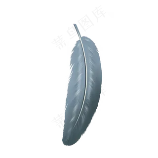 灰色手绘文艺羽毛,免抠元素