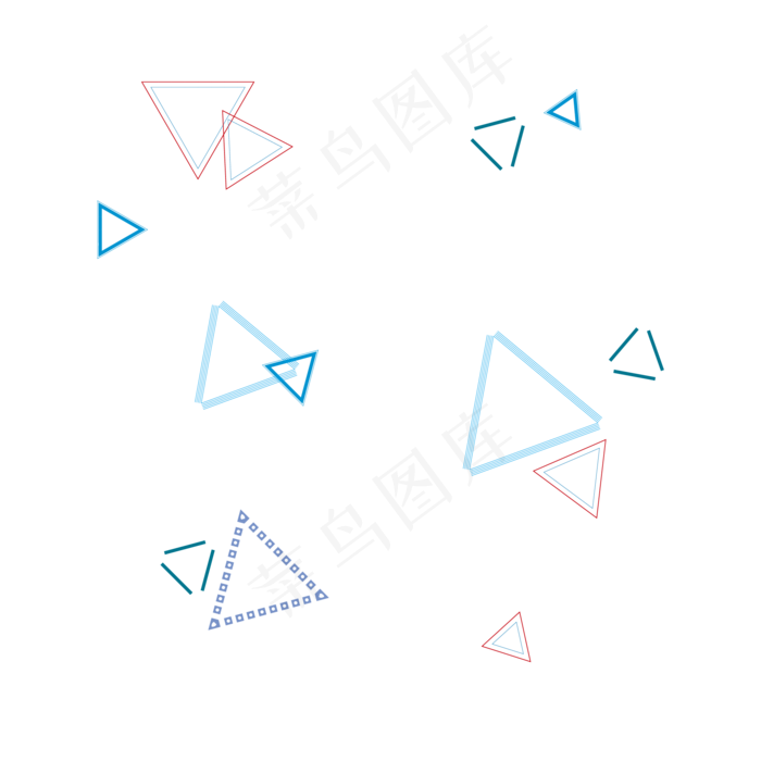 蓝色三角形几何漂浮元素,免抠元素