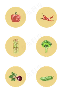 创意水彩蔬菜装饰素材