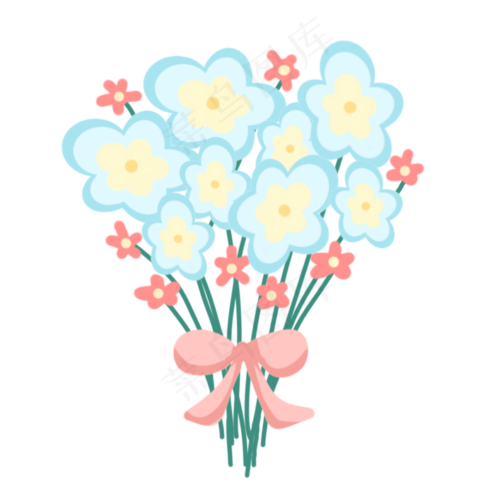 蓝色花束植物(2000X2000(DPI:300))psd模版下载