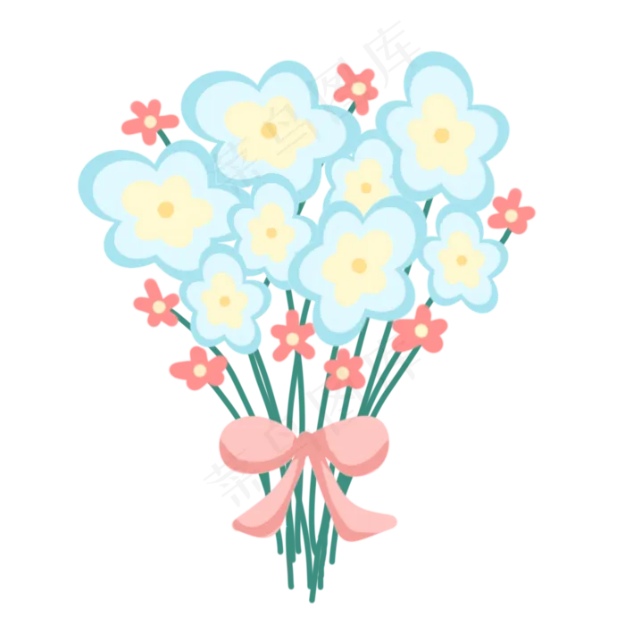 蓝色花束植物(2000X2000(DPI:300))psd模版下载