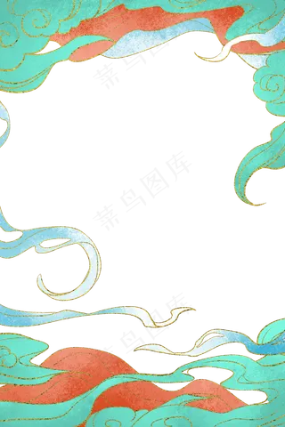 祥云复古边框国朝风,免抠元素