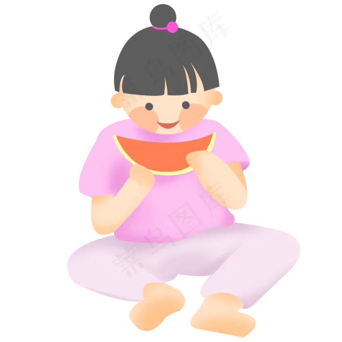 儿童节孩子吃西瓜(2000X2000(DPI:300))psd模版下载