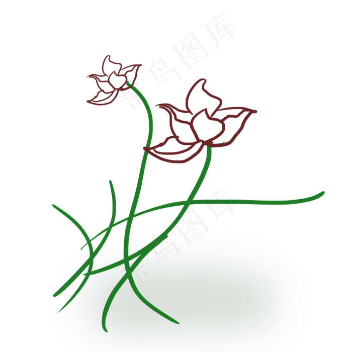 简笔画勾画的荷花(2000X2000(DPI:300))psd模版下载
