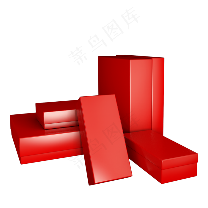 卡通红色新年礼物盒,免抠元素