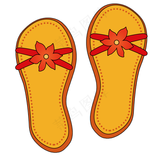 黄色拖鞋png素材