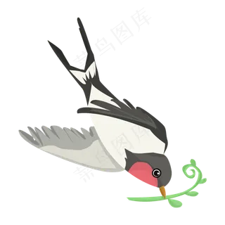 手绘春天的燕子,免抠元素