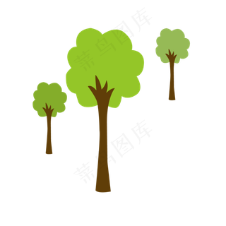 绿色扁平落叶树木元素
