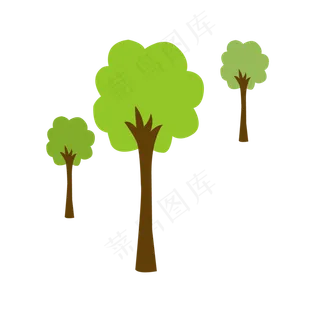 绿色扁平落叶树木元素
