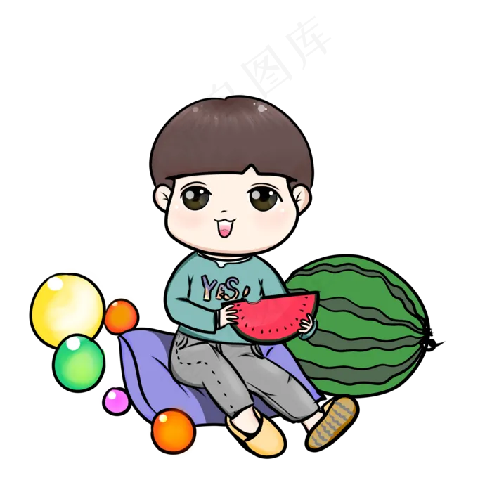 手绘儿童节卡通男孩(2000X2000(DPI:300))psd模版下载