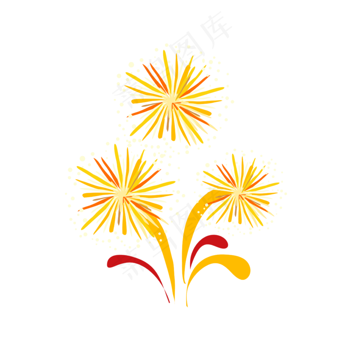 手绘卡通矢量节日烟花素材(666X666)ai矢量模版下载