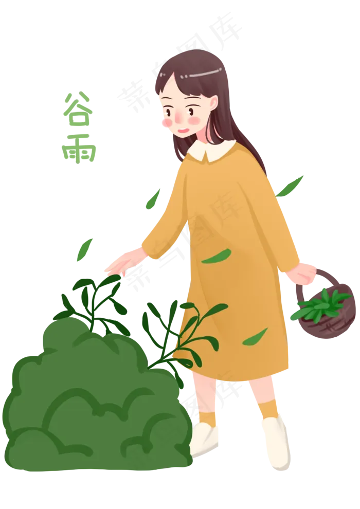 谷雨采茶的小女孩(2480X3508(DPI:299))psd模版下载
