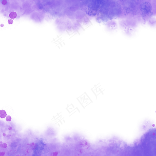紫色晕染水彩水墨方形边框