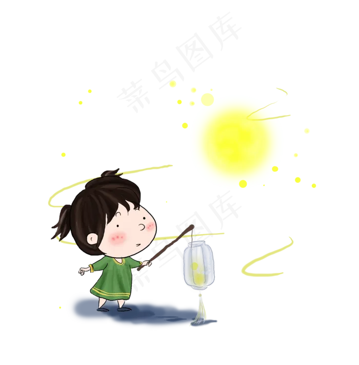 中秋节赏看灯的男孩女孩,免抠元素(2732X2776(DPI:300))psd模版下载