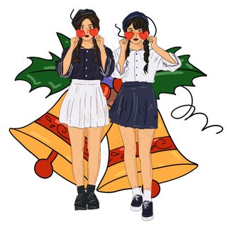 时尚文艺小女孩插图