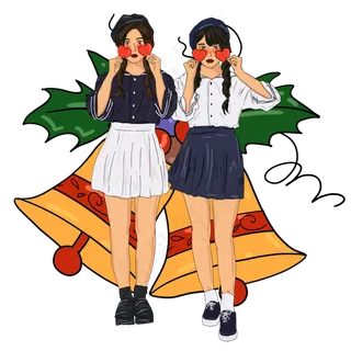 时尚文艺小女孩插图