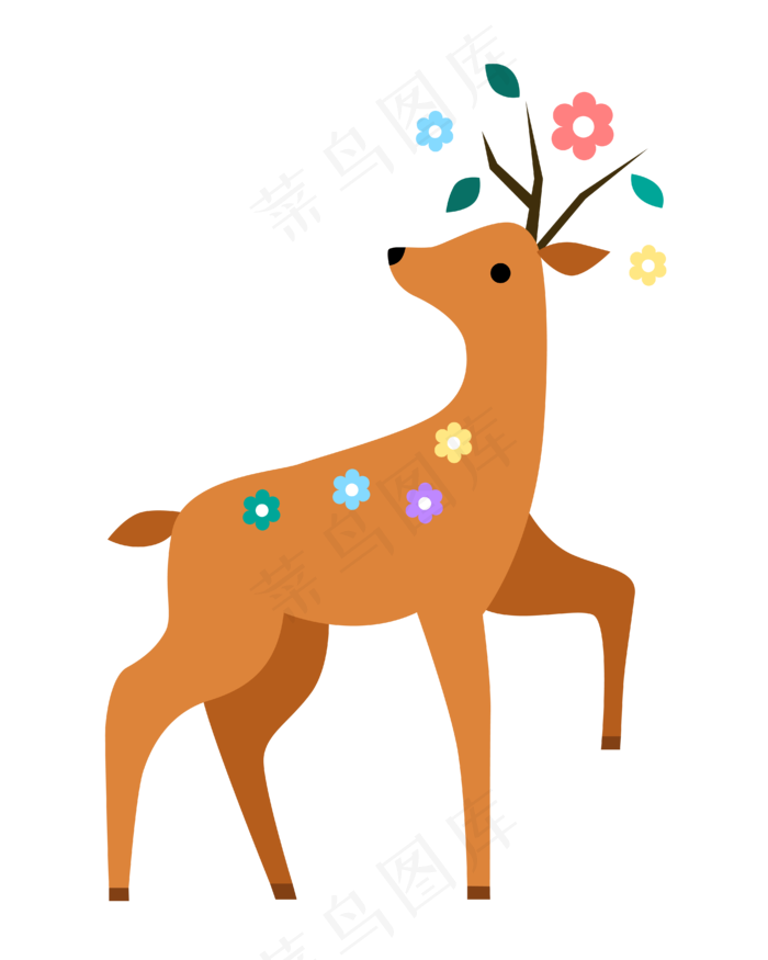 矢量卡通褐色麋鹿