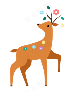 矢量卡通褐色麋鹿