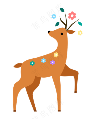矢量卡通褐色麋鹿