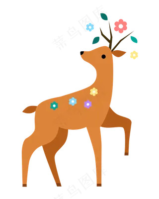 矢量卡通褐色麋鹿