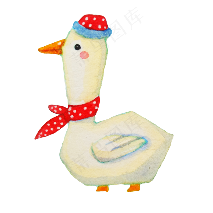 水彩手绘小鸭子插画