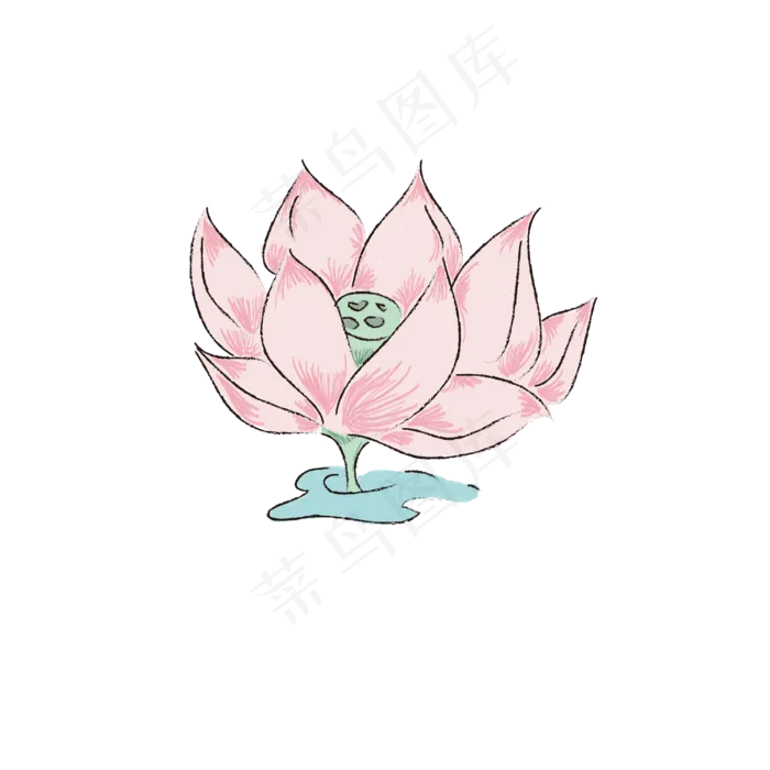 可爱清新手绘荷花(3000X3000(DPI:300))psd模版下载
