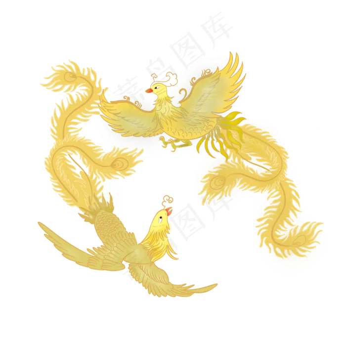 国潮凤凰手绘(2000X2000(DPI:300))psd模版下载
