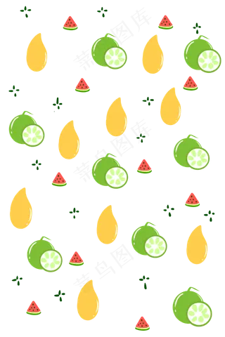 手绘青柠水果底纹