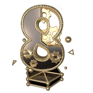 C4D黑金风机械风酷炫风倒计时数字8