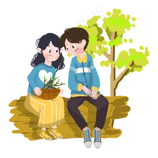 植树节可爱女生种树