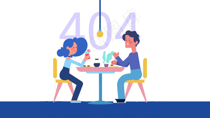 原创浅色系创意扁平小人吃饭