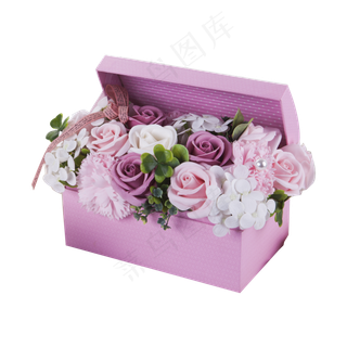 紫色礼盒装的情人节花朵免扣图