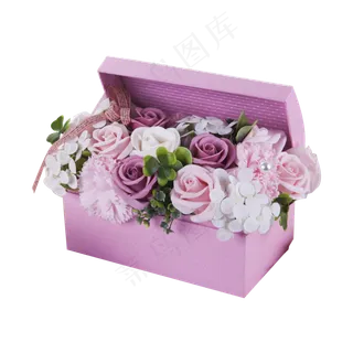 紫色礼盒装的情人节花朵免扣图