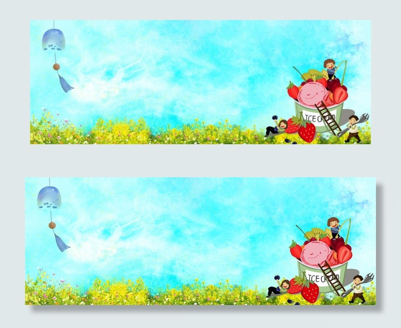 夏天冰激淋海报背景