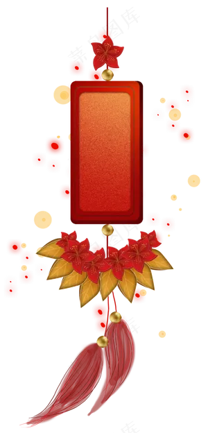 中式梅花许愿挂饰标题框,免抠元素