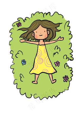 躺在草丛的小孩