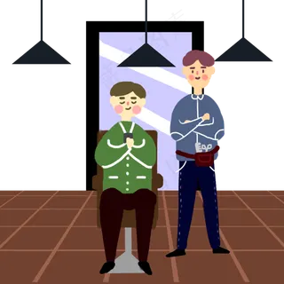 龙抬头去理发的男生,免抠元素