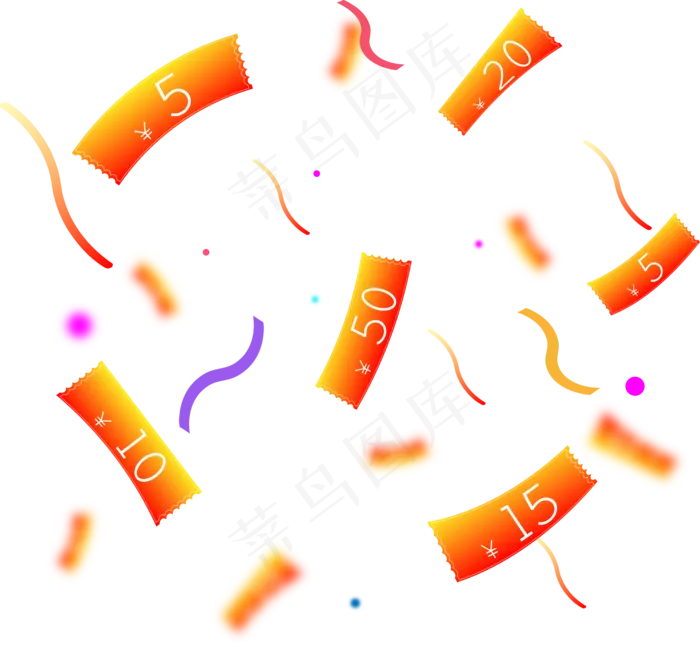 渐变漂浮优惠券,免抠元素(7486*6922px 300 dpi )ai矢量模版下载