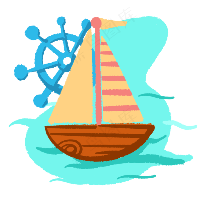 夏日小清新帆船航海PNG免抠素材