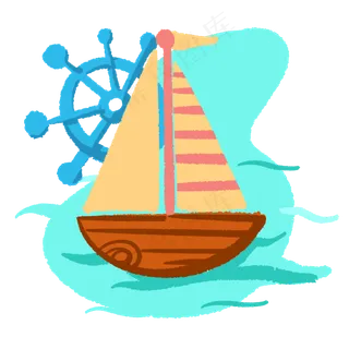 夏日小清新帆船航海PNG免抠素材