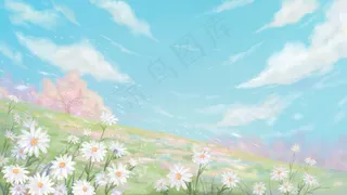 治愈美景清新蓝天草地