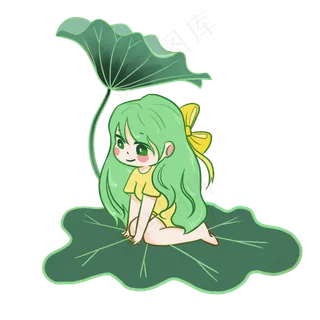 大暑夏至清凉荷叶少女