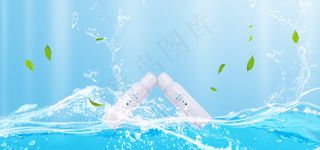 清新蓝色补水护肤品淘宝天猫电商banner