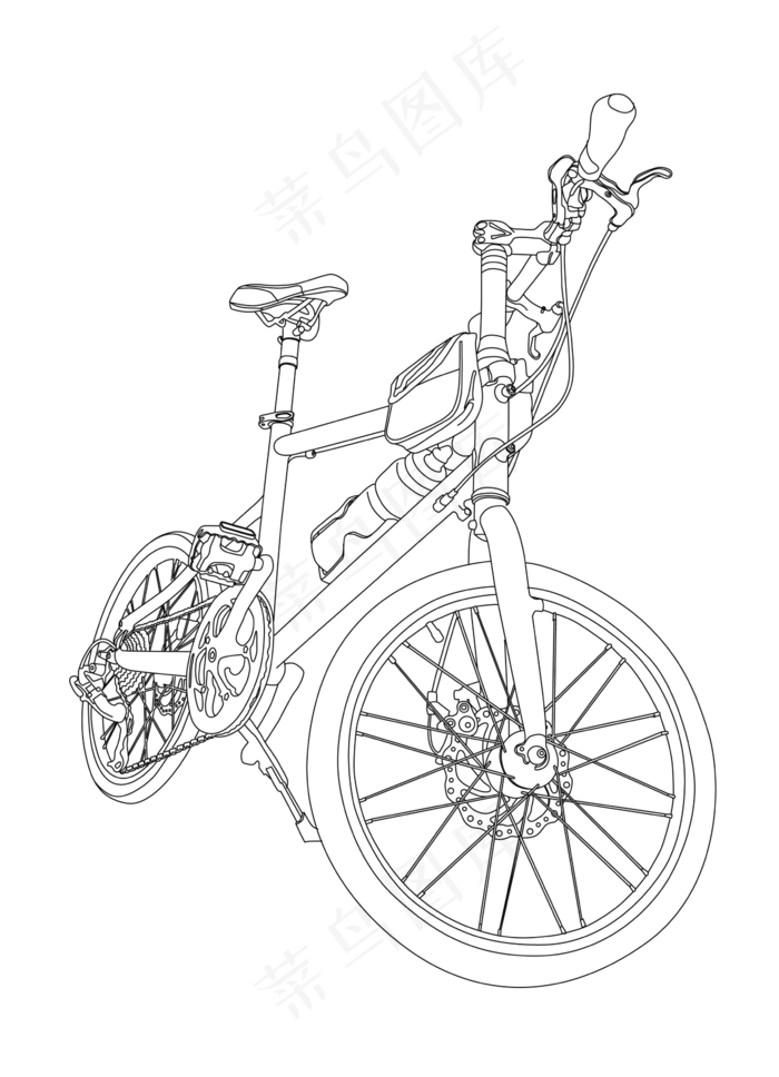 线描小轮运动自行车,免抠元素(2362*3265px 300 dpi )eps,ai矢量模版下载