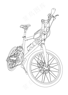 线描小轮运动自行车,免抠元素