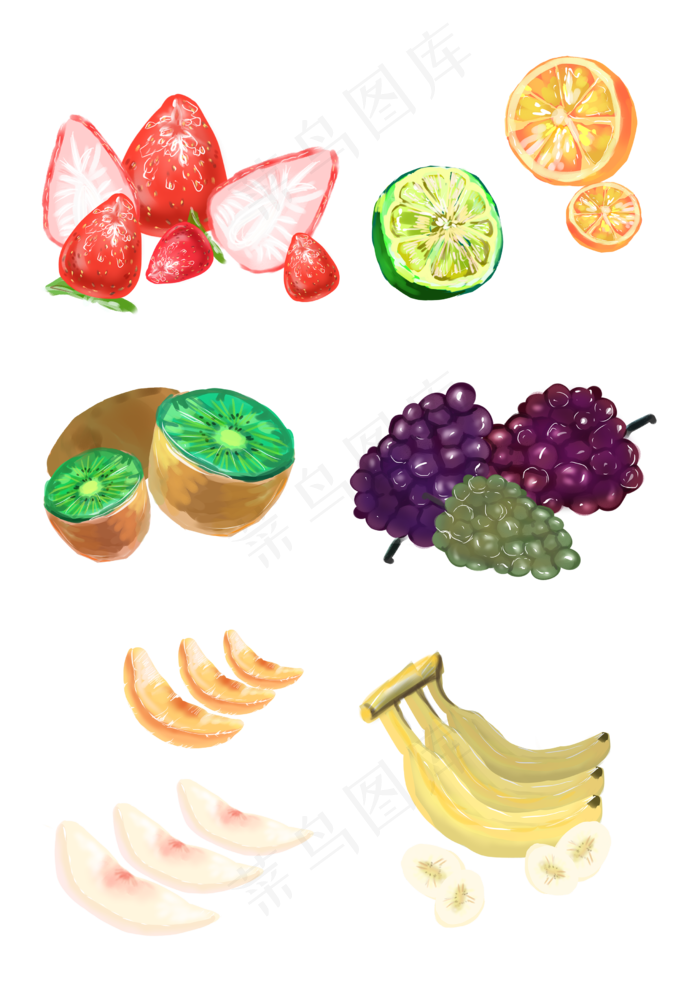 水彩水果